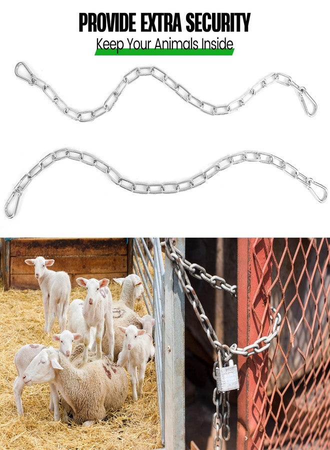 Urkupoo 2 Pack Outdoor Gate Chain Lock with 4 Carabiners, Adjustable 5/32 x 28 Inch Security Gate Latch Chain, One Handed Operate Gate Chain for Fence Garden Yard Farm Barn, Silver - Image 5